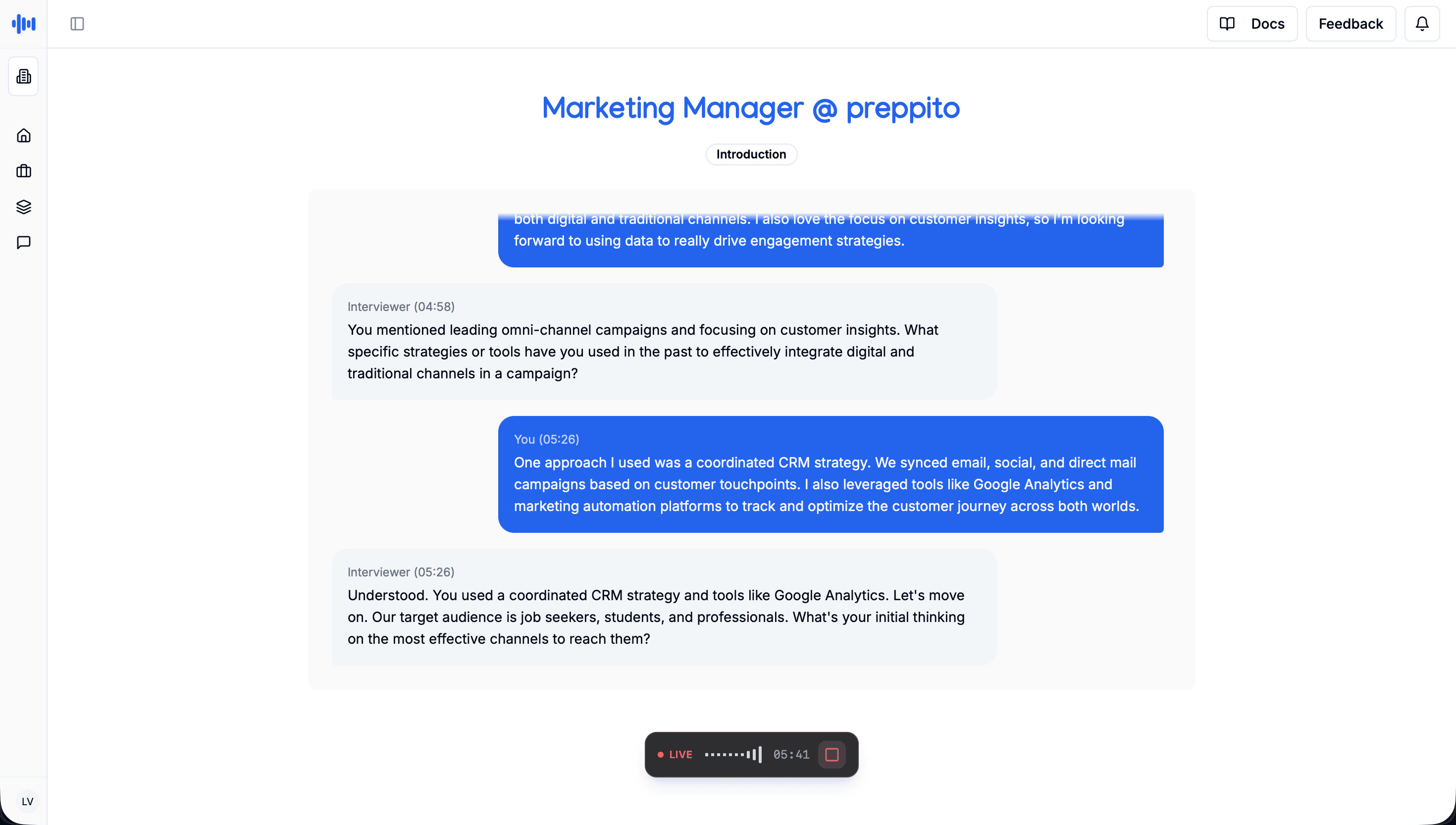 Preppito interview session